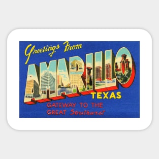 Greetings from Amarillo, Texas - Vintage Large Letter Postcard Sticker